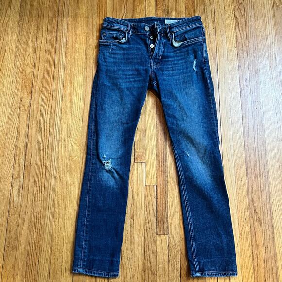 All Saints Cigarette Jeans Mens 28 x 27.5 Slim Fit Button Fly Blue - Picture 1 of 11